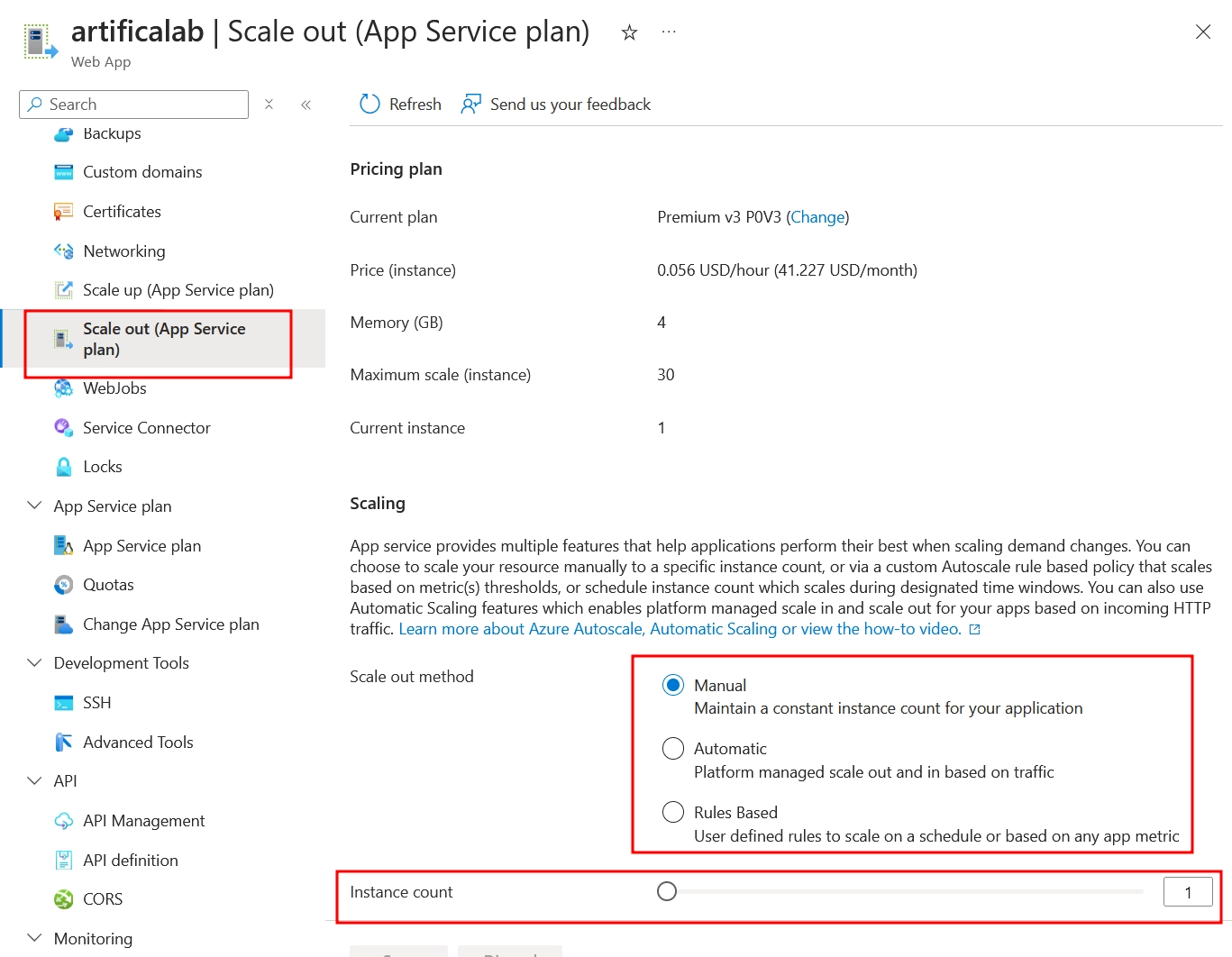 Scale out in Azure App Service